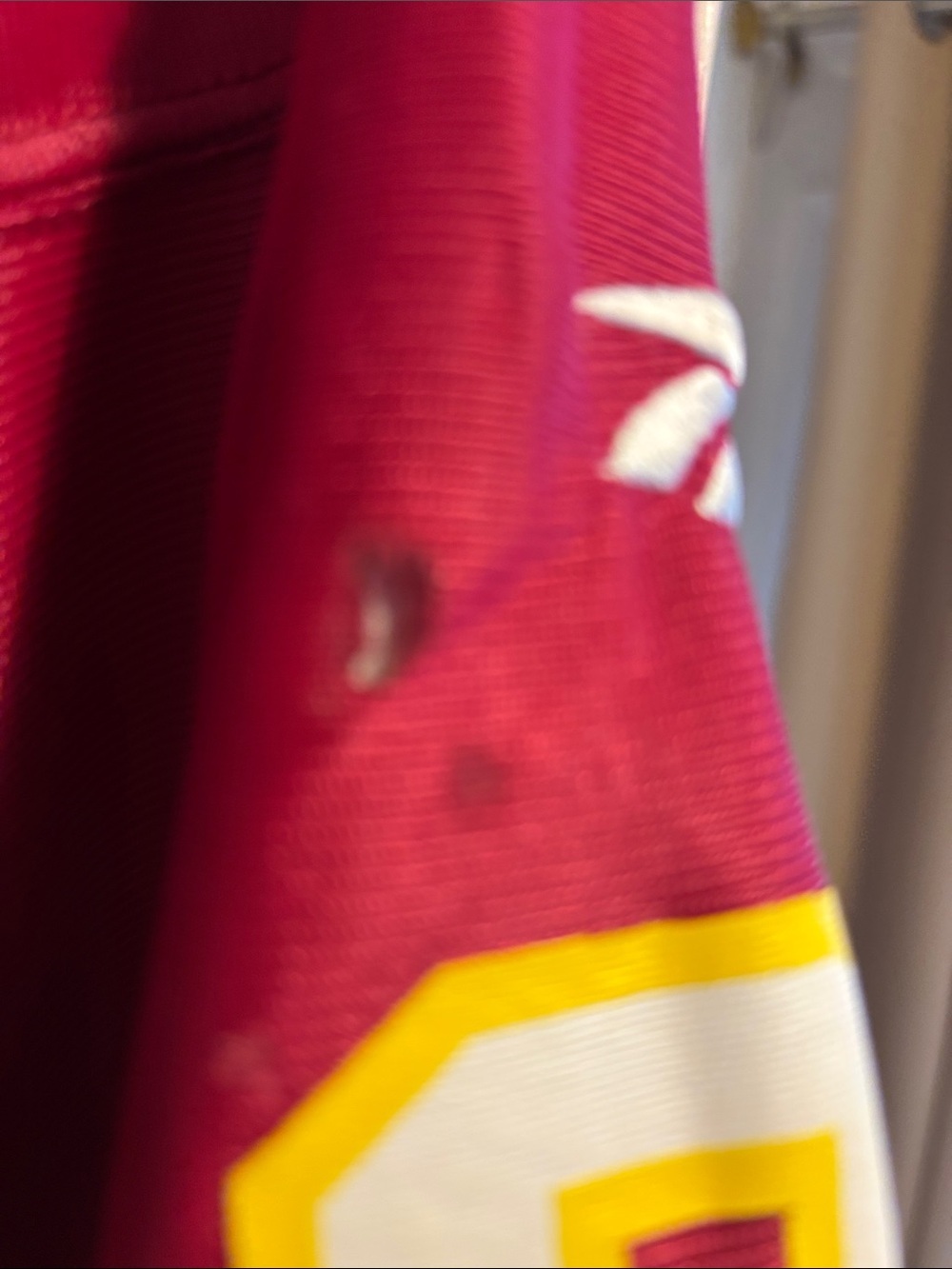 Reebok Red Football Jersey with White & Yellow Accents - Picture 4 of 4